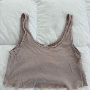 Garage Ribbed Tank Top in Light Brown